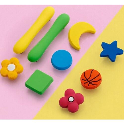 Children Cabinet Rubber Handles Lovely Flower Star Moon Cloud Kitchen Cabinet Knobs and Pulls Furniture Handles Drawer Pulls