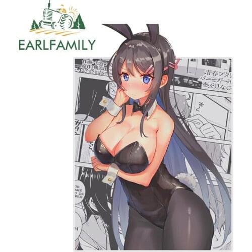 EARLFAMILY 13cm x 9.3cm for Mai Sakurajima Anime Car Stickers Waterproof Graffiti Decal Surfboard Caravan Camper Scratch-Proof