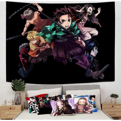 Japanese Anime Ghost Slayer Tapestry Wall Hanging Carpet Blanket Decoration For Home Living Room Dorm Decor Blanket
