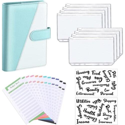 PU Leather Notebook Binder Budget Planning Notepad Transparent Material is Clear,Convenient, Suitable for Daily