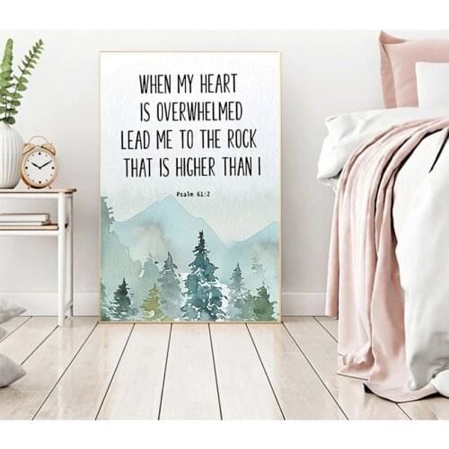 Is overwhelmed Quotes Poster Prints Picture Home Decor Bible Verse Psalm 61 2 Christian Wall Art Canvas Painting When my heart