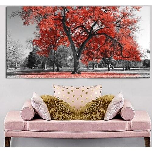 Red Tree Landscape Canvas Painting Modern Home Decoration Cuadros Posters and Prints Bedroom Dropshipping Canvas Prints unframed