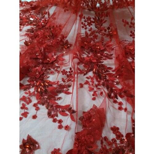 Beautiful pattern lace fabric with stones J-112956 Fashionable french net fabric for dress