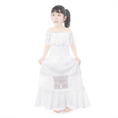 Kaiya Angel Toddler Girls Shoulderless Lace Dress Princess Wedding Party Clothes New Arrival Wholesale Baby Girls Summer Dress