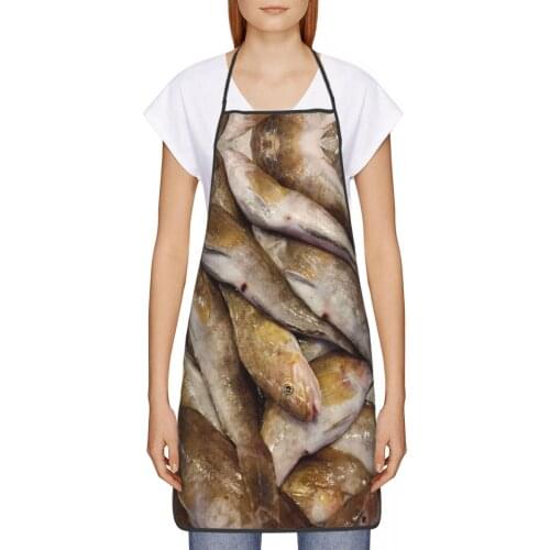 Seafood Fishes Kitchen oil resistant wreath Bacon Lover kitchen apron women Man For Barbecue 72*52cm