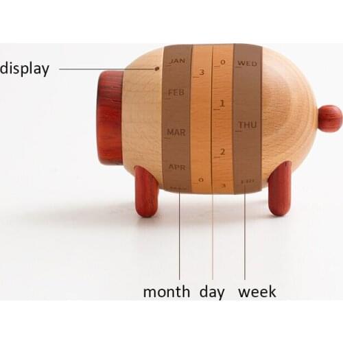 Cute Animal Rocket Wooden Perpetual Calendar Desktop ornaments Month Week Date Home Decoration Childrens day gift For Son