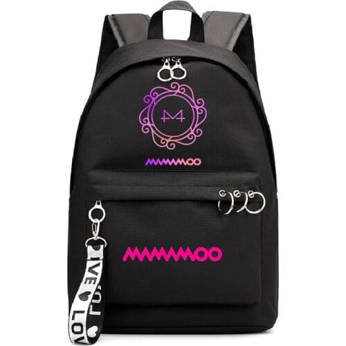Fashion Mamamoo Girls Back Pack Backbag Women School Bag Travel Laptop Shoulder Bags for Teenager Lady Pink Black Bookbag Plecak