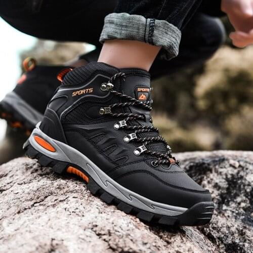 Mens Ankle Boots Winter&autumn Leather Hiking Boots Trekking Mountain Boots Waterproof Non-slip Sneakers Snow Shoes for Unisex