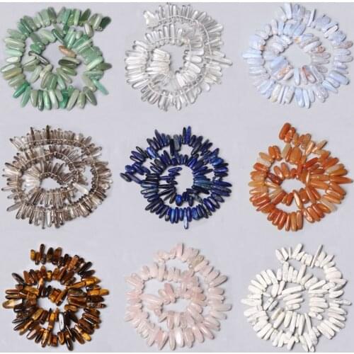 Natural Long Tooth Shape crystal stone Stick spacer Chips beads charm Jewelry Making necklace earring Accessories 15" 10-24MM