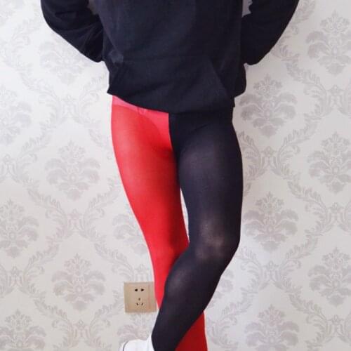 Novelty Mens Tights Patchwork Underwear Guy Erotic Sex Night Wear Mens Slim Pantyhose Sexy Lingerie Male Warm Velvet Stockings