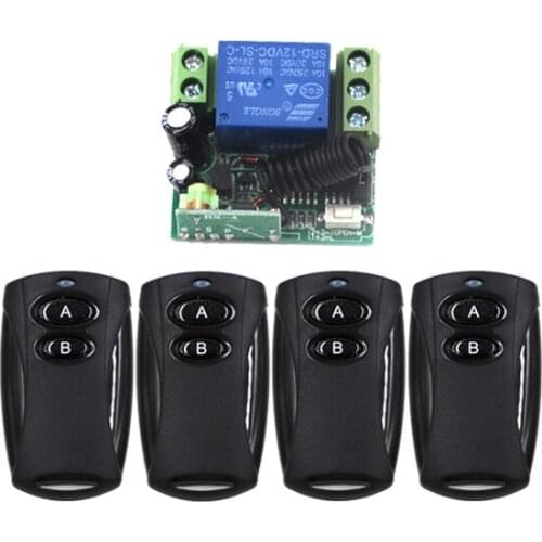 New Arrival DC 12V 10A 1CH 1 Channel Wireless RF 4 Transmitter+1 Receiver Remote Control Switch SKU: 5568