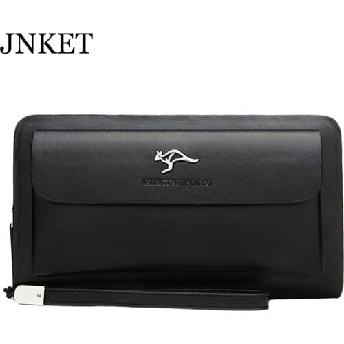 JNKET New Mens Clutch Wallet Casual PU Leather Double Zipper Wallets Handbag Multifunctional Bank/ID Card Holder Wallet