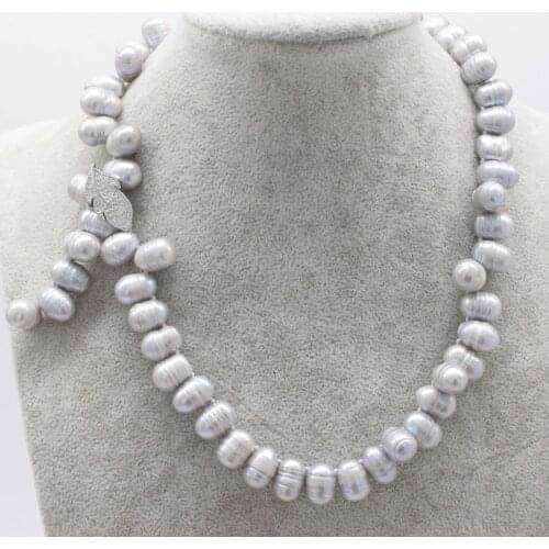 Freshwater pearl gray egg 11-13mm 19inch necklace wholesale bead nature gift discount for woman FPPJ