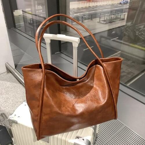 Casual Tote Bag Vintage Women Bags Luxury Soft Leather Big Handbags For Women 2021 Designer Fashion High-Capacity Shoulder Bag