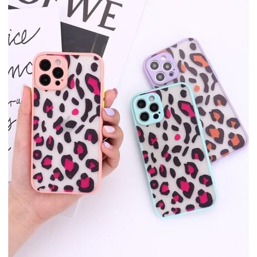 Shockproof Matte Leopard Camera Protection Shell For iPhone 11 12 Pro Max Mini 7 8 Plus XR X XS SE Fashion Painted Phone Case