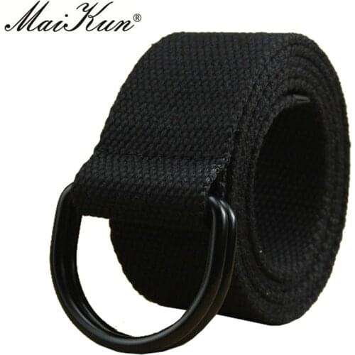 MaiKun Canvas Belts for Men Double Ring Metal Buckle Belts Male Tactical Strap For Jeans