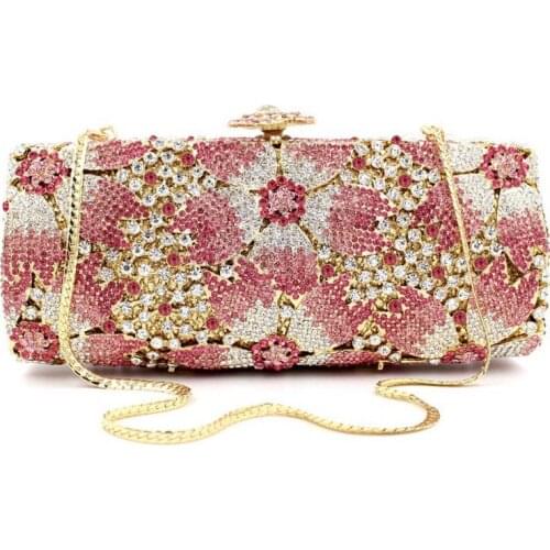 Luxury Wholesale Crystal Clutch Bags Women Clutch Bags 2021 Bling Diamond Evening Bags Flower Handmade Crystal Rhinestone Purse