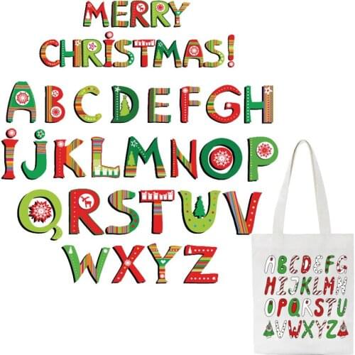 Christmas Letters Alphabet Patches Thermal Stickers on Clothes Iron-on Transfers for Clothing Thermoadhesive Patch Diy Applique