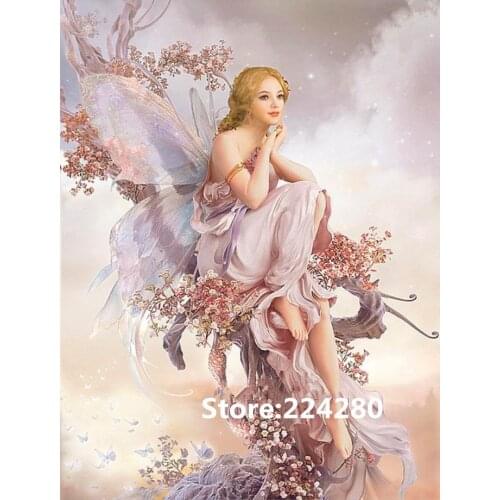 Needlework,people embroidery,DIY 14CT Unprinted Art Cross stitch kits,Butterfly fairy girl Cross-Stitching home decor craft