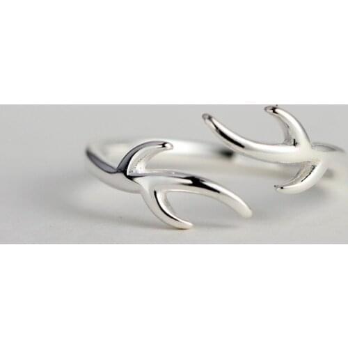 925 Sterling Silver Christma snowflake antlers ring for women summer style fashion open engagement ring Jewelry Anillos De Plata