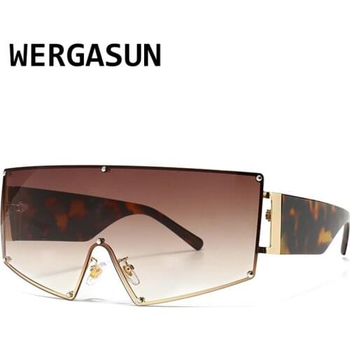 WERGASUN Fashion Oversized Sunglasses Women Men Vintage Metal Sunglasses Luxury Brand Square Rimless Eyewear oculos de sol UV400