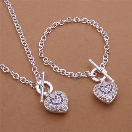 S373 Wholesale Silver Color Jewelry Sets Factory Price Fashion Jewelry Set Bracelet Necklace /antajfaa