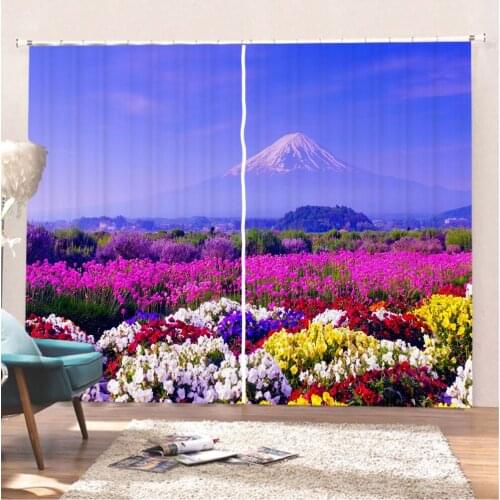 European Style Curtains City Wedding Room Curtains Landscape Flower Sea Home Textile 3D Printing Beautiful Curtain 12 Hooks