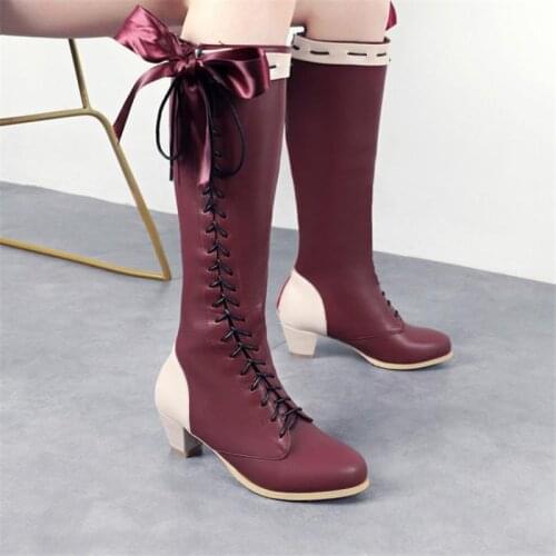 Anime Violet Evergarden Cos Lolita Boots Shoes Cosplay Customized Cosplay Shoes Ladies Fashion Leisure Cartoon Bow Pu Loli Shoes