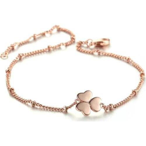 Nanny Korean Style Fashion Clover Bracelet Metal Plating Rose Gold Womens Clover Wristband Bracelet Fresh Small Jewelry Gift