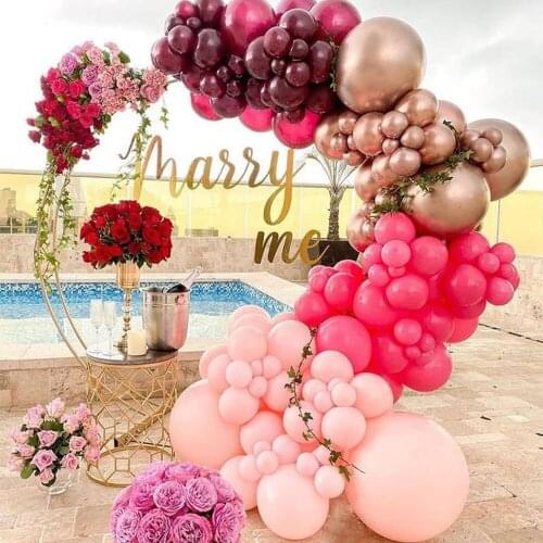 127pcs Rose Gold Balloon Burgundy Wine Red Garland Balloons Arch Kit Wedding Decoration Happy Birthday Party Supplies Ballons