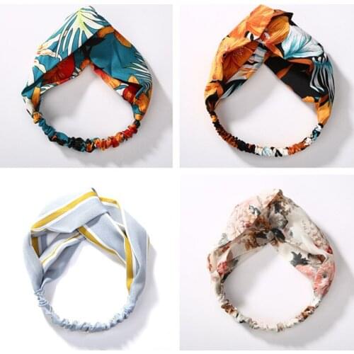 2020 Fashion Women Girl Turban Elastic Hair Accessories Wrap Plaid Knot Headband Hair Band for Women Girls Striped Headwear Gift