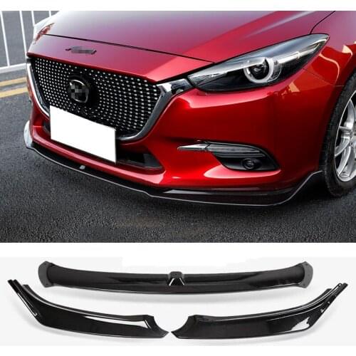 3PCS ABS Black Front Bumper Lip Spoiler Splitter Cover Trim For Mazda 3 Axela 2014-2018 Auto accessories