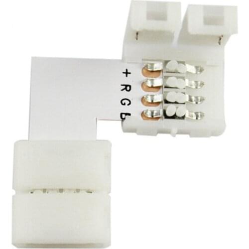 10mm 4pin L Shape LED Connector for 5050 RGB Color led Strip ,no Welding Strip Connector for RGB Strip Light