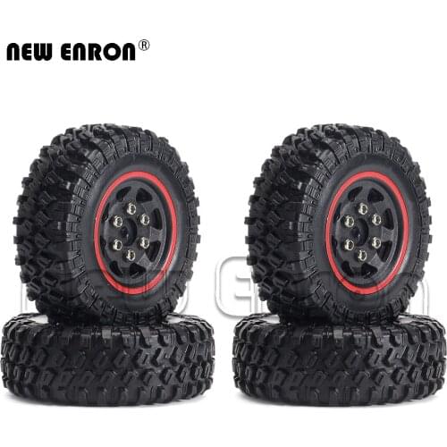 4Pc 1.0" Plastic Beadlock Micro Crawler Wheel Rim & Rubber Tire for 1/24 RC Car Axial SCX24 90081 Chevrolet Chevrolet B-17 Betty