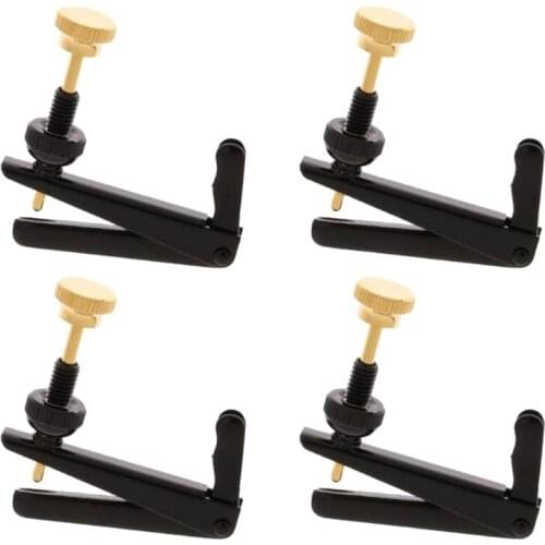 4pcs Cello Fine Tuner Cello Parts String Adjuster Black Silver for 3/4-4/4 Cello 62KF