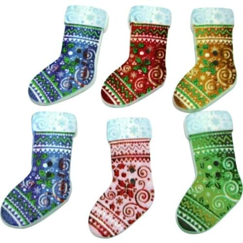 50pcs 35x16mm Mixed Nature Christmas Stockings Pattern Wooden Buttons For Clothes Crafts Sewing Scrapbooking DIY Accessories