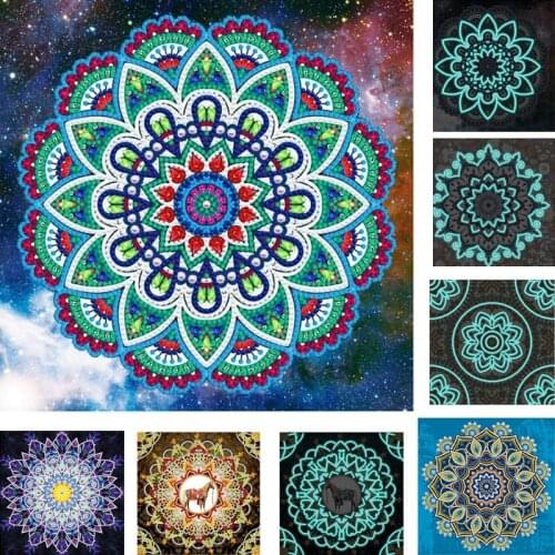 5D DIY Luminous Diamond Painting by number Mandala Figure Diamond Mosaic Embroidery Home Decoration Painting Dropshipping