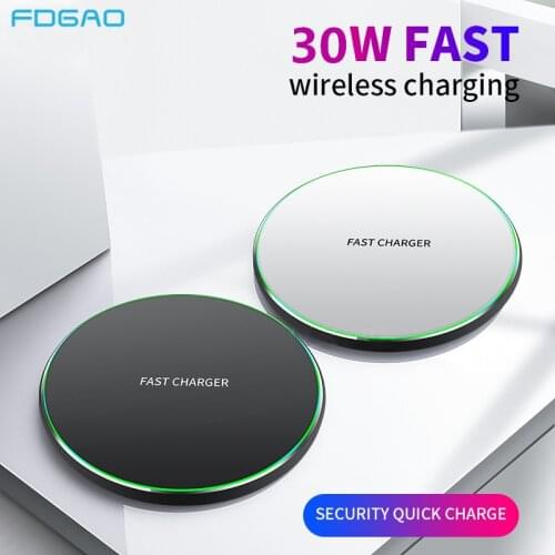 FDGAO 30W Qi Wireless Charger for Samsung S10 S20 S21 Type C Fast Charging Pad for iPhone 12 11 Pro XS Max XR X 8 Xiaomi 11 10 9