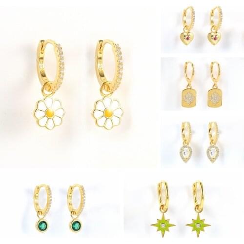 BOAKO Beautiful Daisies 925 Sterling Silver Earrings For Women Earrings Dangle Piercing Pendientes Mom Gift 2021 Trend Vintage