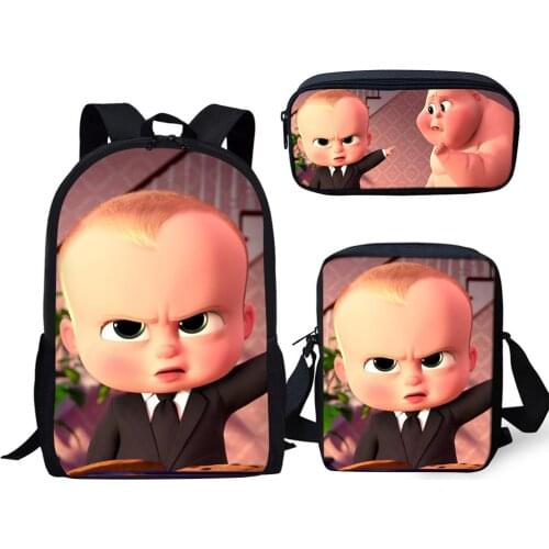 Kawaii Boss Baby Print Children Backpack Set Back to School Gift Anime Kds Book Bag Boy and Girl Daypack Wholesale