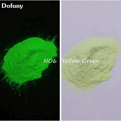 Phosphor Nail Glitter Powder Luminous powder,photoluminescent powder,glow in dark pigment, Color:Yellow Green 1Lot=10grams