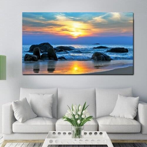 RELIABLI ART Landscape Pictures Canvas Paintings Sea Sunset Poster For Home Wall Art Prints For Living Room Decoration No Frame