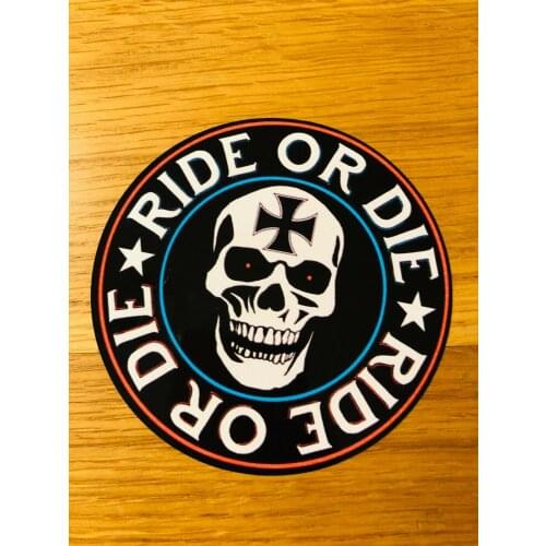 RIDE OR DIE IRON SKULL CROSS Aufkleber Sticker Kreuz Bike Hotrod Mi464