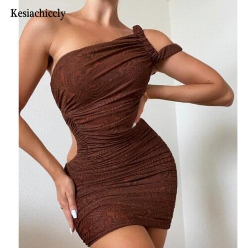 Kesiachiccly Sheer Mesh Print Strap Ruched Mini Dress Women Club Party Birthday Outfits Sleeveless Summer Bodycon Dress Vestido