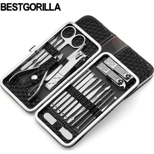 Top Quality 18pcs Manicure Set Stainless Steel Nail Clippers Set Nail Scissors Nail Manicure Pedicure Tools Nail Glitter Set