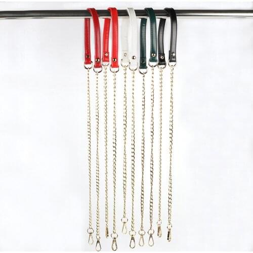 Metal Chain PU Leather Bag Strap For DIY Handbag Handles Shoulder Crossbody Strap Accessories Bag Handles