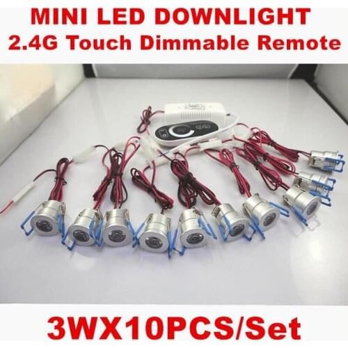 12pcs 10pcs 3W Dimmable Mini LED Downlight 10x3W LED Recessed Ceiling Lamps 110-240V+Driver+2.4G Dimmer Free shipping