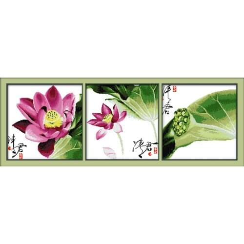 Lotus flower cross stitch kit Chinese multi picture aida fabric 14ct 11ct hand embroidery DIY handmade needlework supplies bag