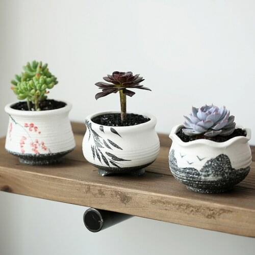 Desktop Garden Flower Pots Creative Flowerpots Classic Pottery Glazed Mini Ceramic Planted Wholesale Price Free Shipping