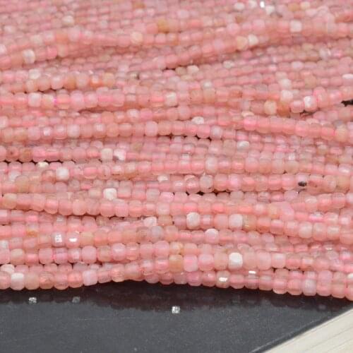Natural Rhodochrosite Edge Faceted Irregular Cube Beads 2.2mm